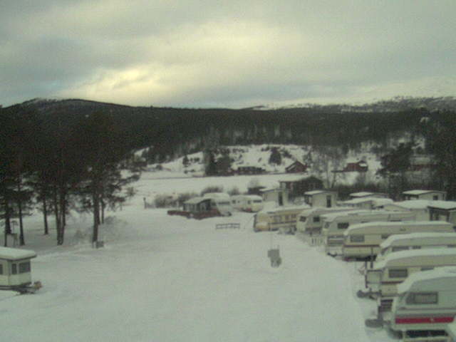 Web kamera rettet mot plassen. / web camera. View of the caravan site.